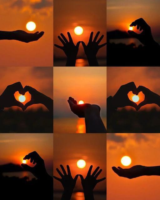 Hands hearts Sunset wall art